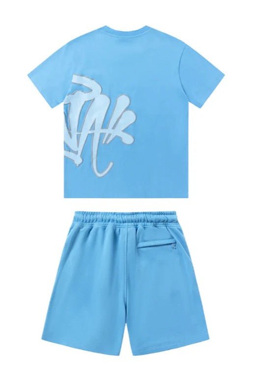 'Graffiti' Short Set Babyblue - Style Outlet
