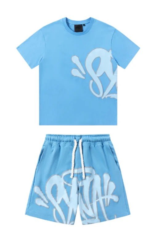 'Graffiti' Short Set Babyblue - Style Outlet