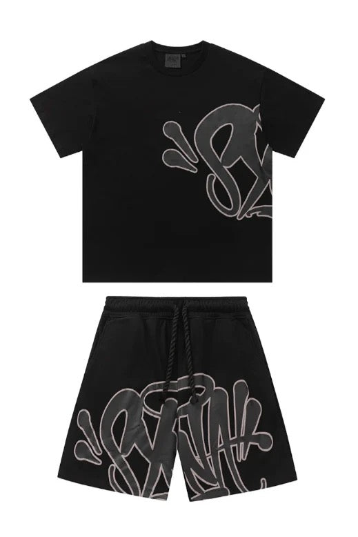 'Graffiti' Short Set Black - Style Outlet