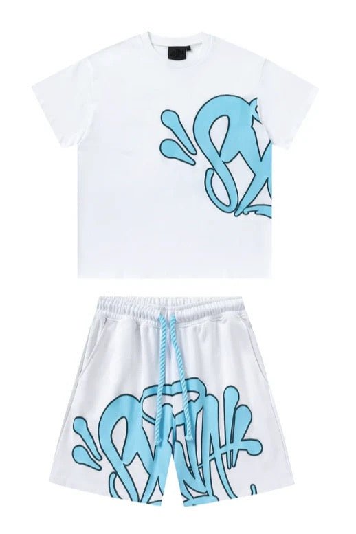 'Graffiti' Short Set Blue - Style Outlet