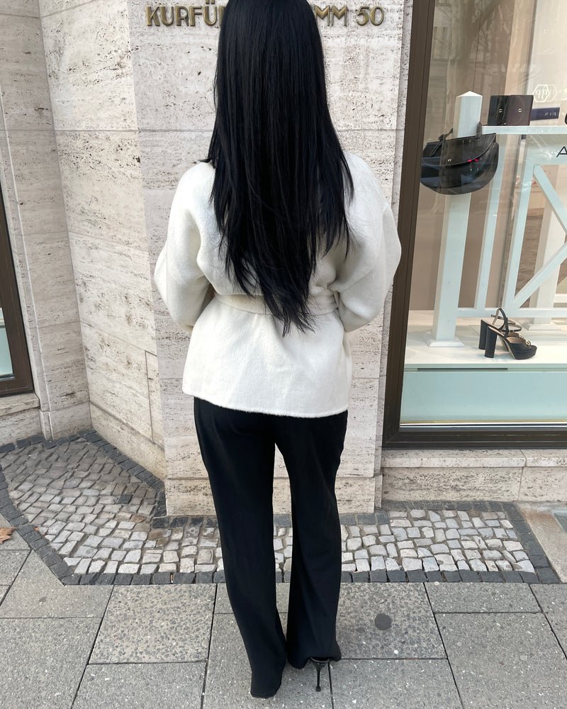 Kurzer Wollmantel mit Fellbesatz - Style Outlet