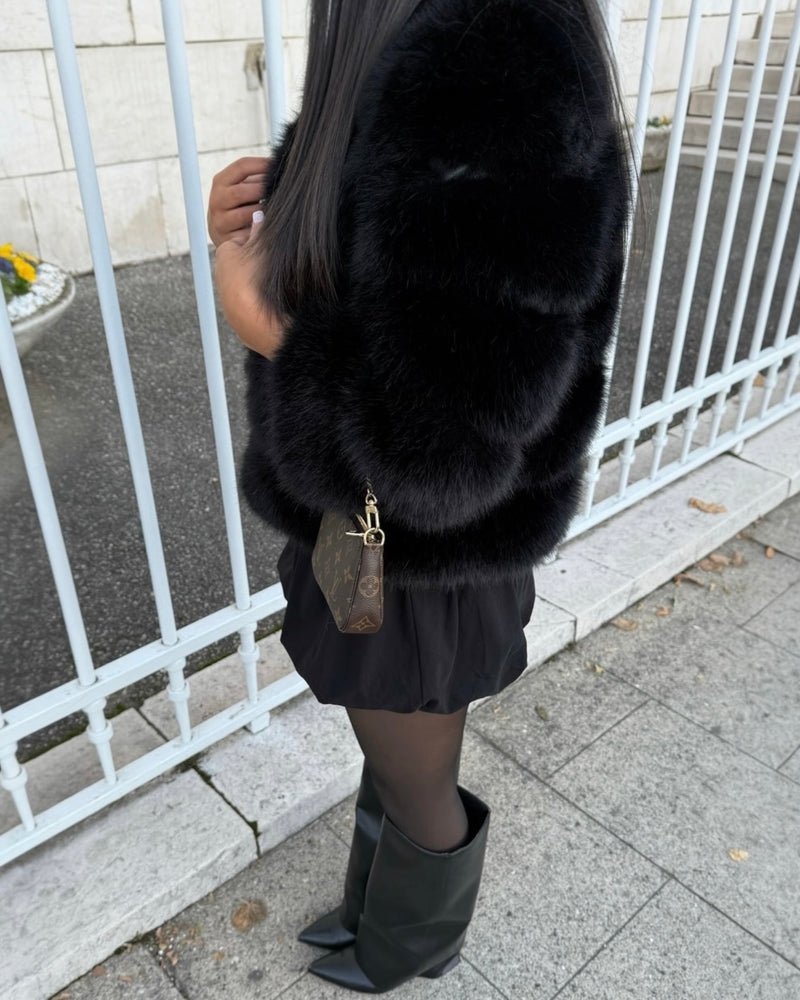 Pelzmantel Faux Fur Schwarz Kurz - Style Outlet